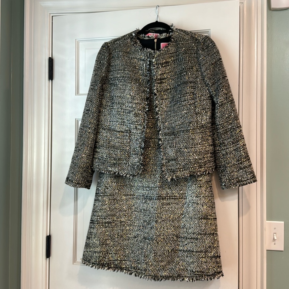 Kate Spade Black and Gold tweed dress and coat, new with tags 6